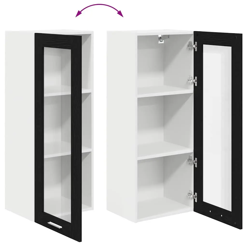 Hanging Kitchen Cabinet Storage Cupboard Modern Black Oak 40 x 31 x 100 cm