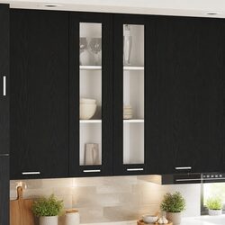 Hanging Kitchen Cabinet Black Oak 60x31x100cm Modern Storage Cupboard