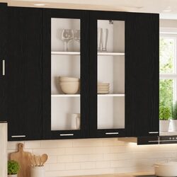 Hanging Kitchen Cabinet Black Oak Modern Storage 80 x 31 x 100 cm Engineered