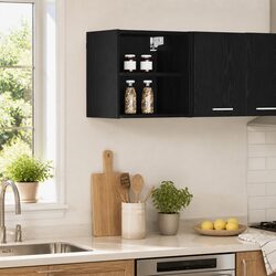 Hanging Kitchen Cabinet Black Oak Modern Storage Engineered Wood 40x29.5x40cm