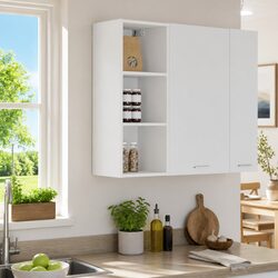Hanging Kitchen Cabinet White Modern Storage Engineered Wood 30 x 29.5 x 80 cm