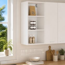 Hanging Kitchen Cabinet White Modern Storage Engineered Wood 40x29.5x80cm