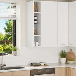 Hanging Kitchen Cabinet White Storage Cupboard Modern Engineered Wood