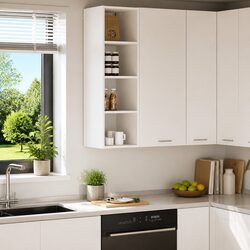 Hanging Kitchen Cabinet White Storage Cupboard Modern Engineered Wood 30 x 29.5