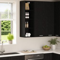 Hanging Kitchen Cabinet Black Oak Modern Storage Engineered Wood 30x29.5x100cm