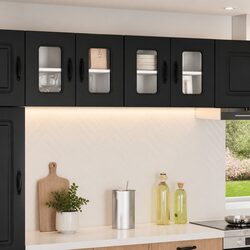 Dishwasher Panel Kitchen Cabinet Black Engineered Wood Storage 60x31x40cm