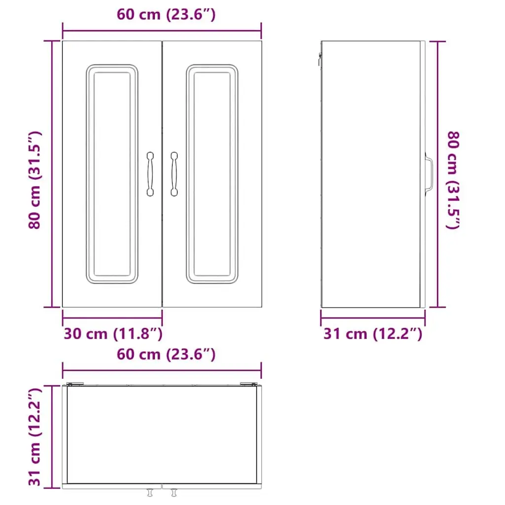 Engineered Wood Kitchen Cabinet Black 60x31x80cm