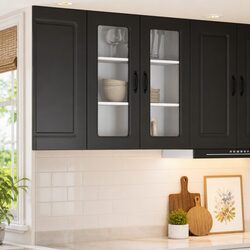 Dishwasher Panel Kitchen Cabinet Black Engineered Wood Storage 80x31x80cm