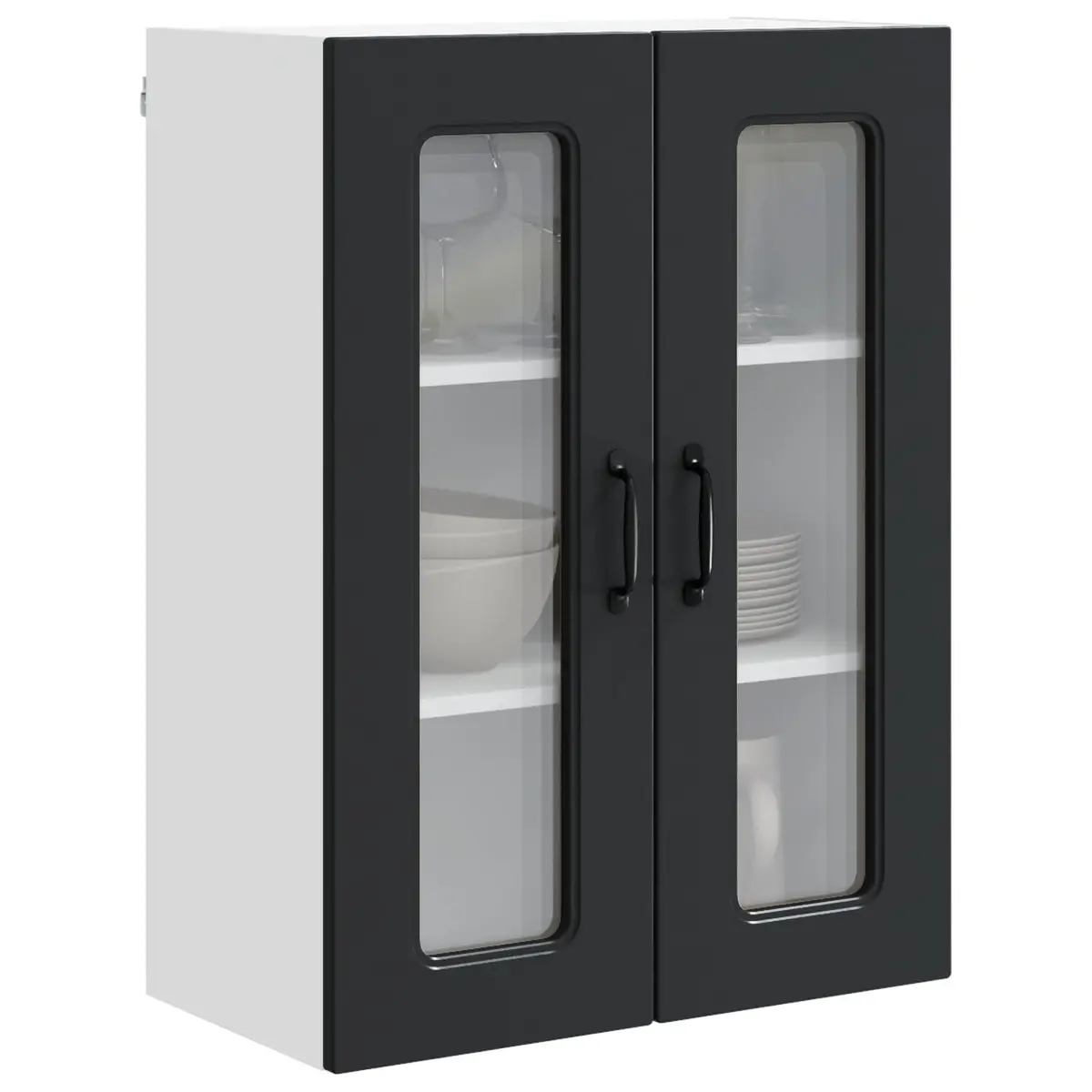 Kitchen Cabinet Black Engineered Wood Storage 60x31x80cm