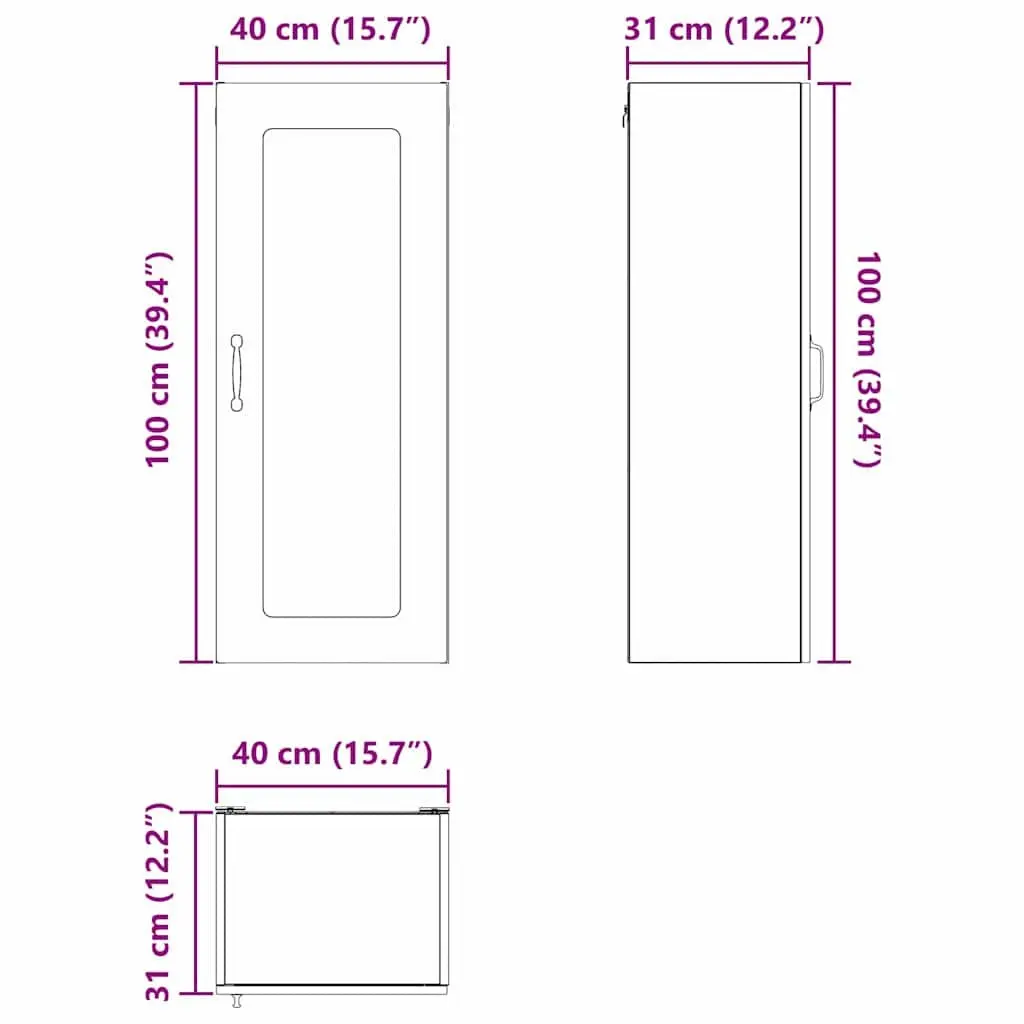 Kitchen Cabinet High Gloss White Storage Organiser 40x31x100cm