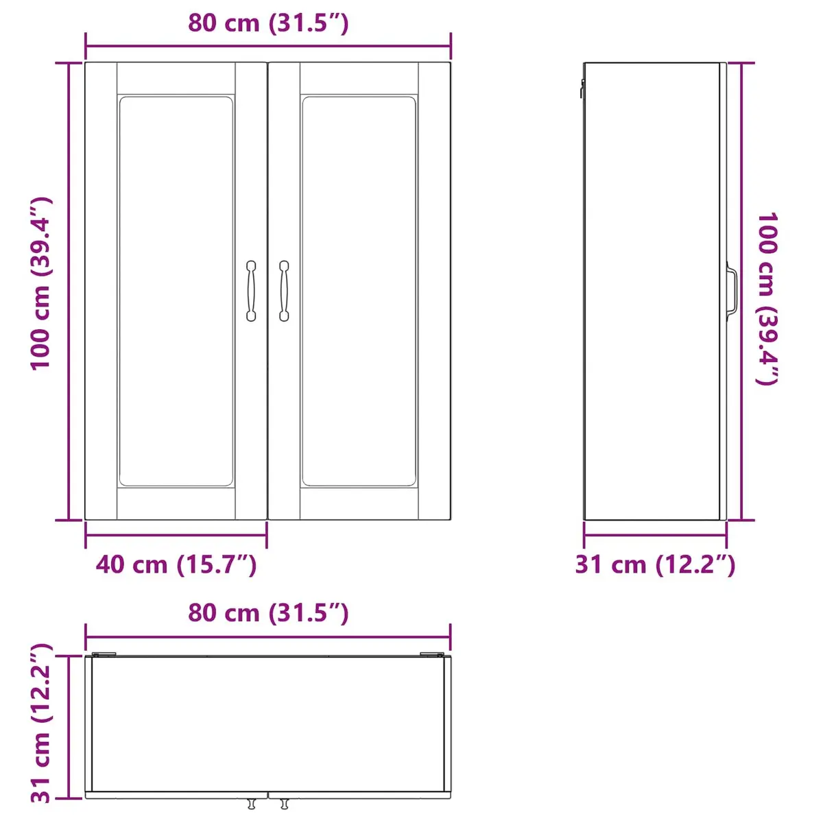 Dishwasher Panel High Gloss White 80 x 31 x 100 cm