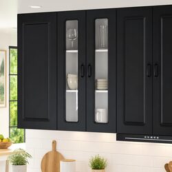 Dishwasher Panel Kitchen Cabinet Black Engineered Wood Storage Cupboard