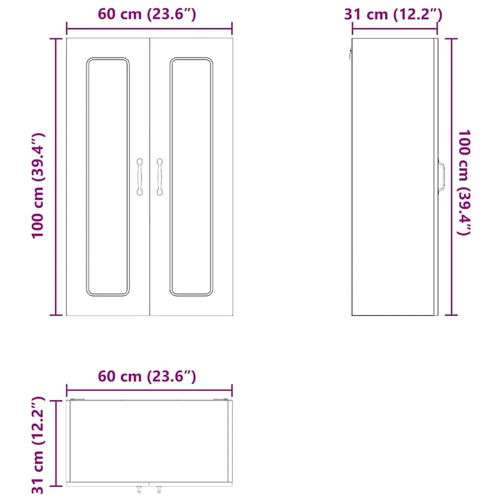 Dishwasher Panel Kitchen Cabinet High Gloss White Engineered Wood 60x31x100cm