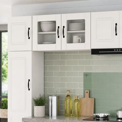 Wall Glass Cabinet White Kitchen Storage 40 x 31 x 40 cm Modern Design 2 Pieces