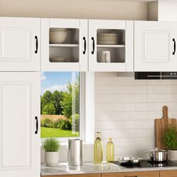 Wall Glass Cabinet High Gloss White Kitchen Storage Unit 40 x 31 x 40 cm 2 Pcs