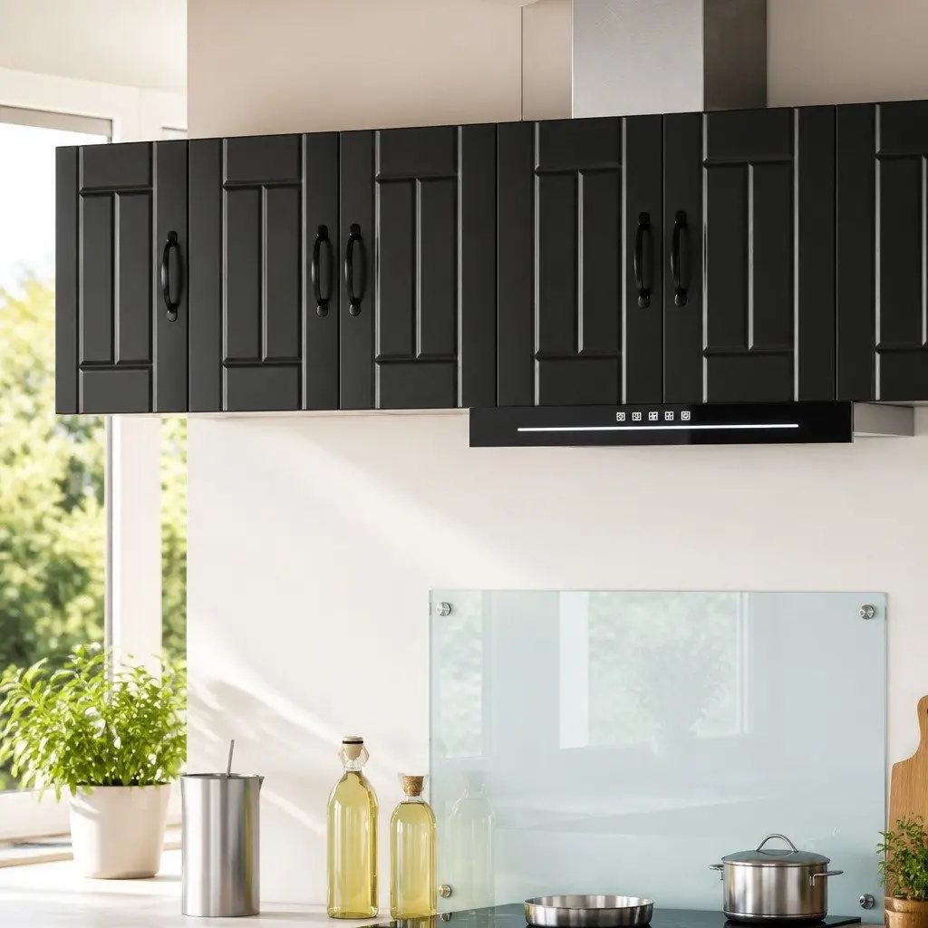 Wall Cabinet Dishwasher Panel Black Engineered Wood Rectangular