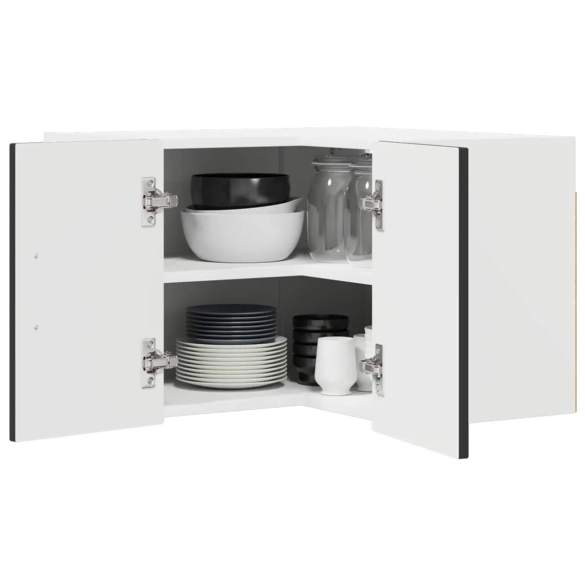 Corner Cabinet Kitchen Storage Engineered Wood Black 57x57x40cm Modern