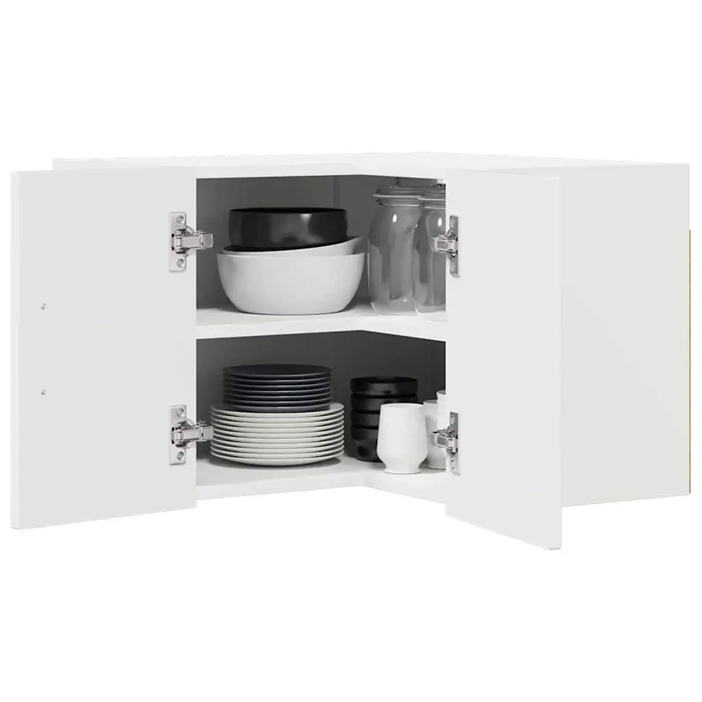 Wall Corner Cabinet High Gloss White Engineered Wood 57 x 57 x 40 cm