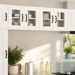 Wall Glass Cabinet White Kitchen Storage Engineered Wood Cupboard 60x31x40cm
