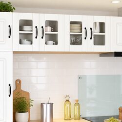 Wall Glass Cabinet White Modern Storage 60x31x40cm Kitchen Organiser Unit