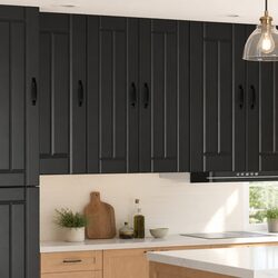 Wall Cabinet 2 Pieces Black Kitchen Storage Engineered Wood 30 x 31 x 80 cm