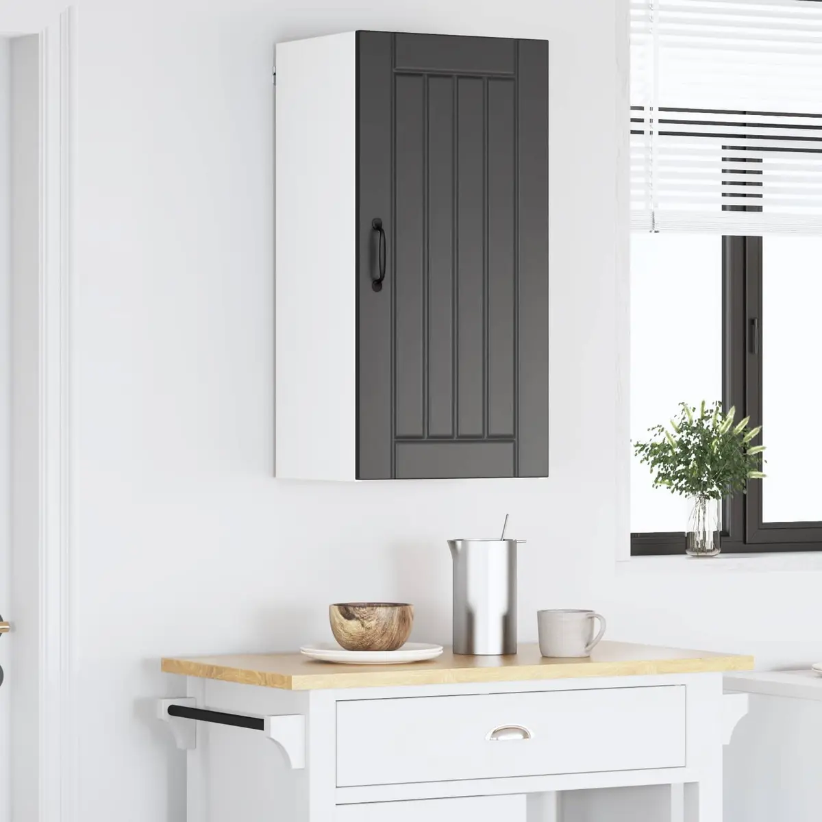 Wall Cabinet Engineered Wood Black Kitchen Storage Unit 40x31x80cm