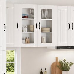 Wall Glass Cabinet White 80x31x80cm Engineered Wood Kitchen Storage Unit
