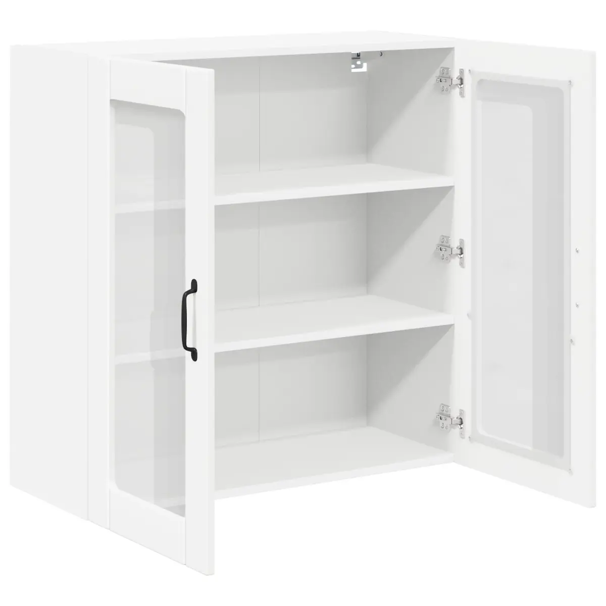 Wall Glass Cabinet White Engineered Wood 80x31x80cm Kitchen Storage Unit