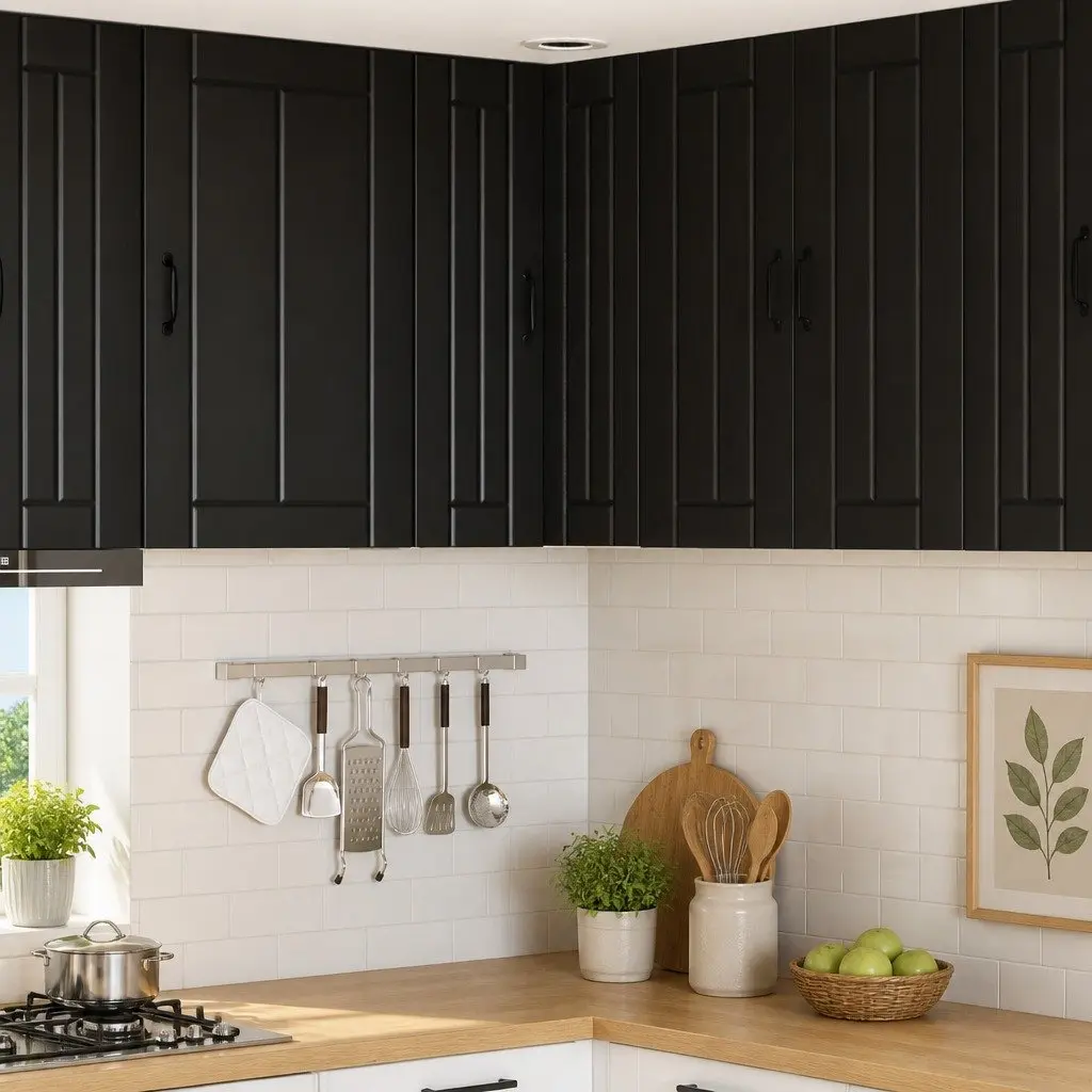 Wall Corner Cabinet Black Engineered Wood 57x57x80cm