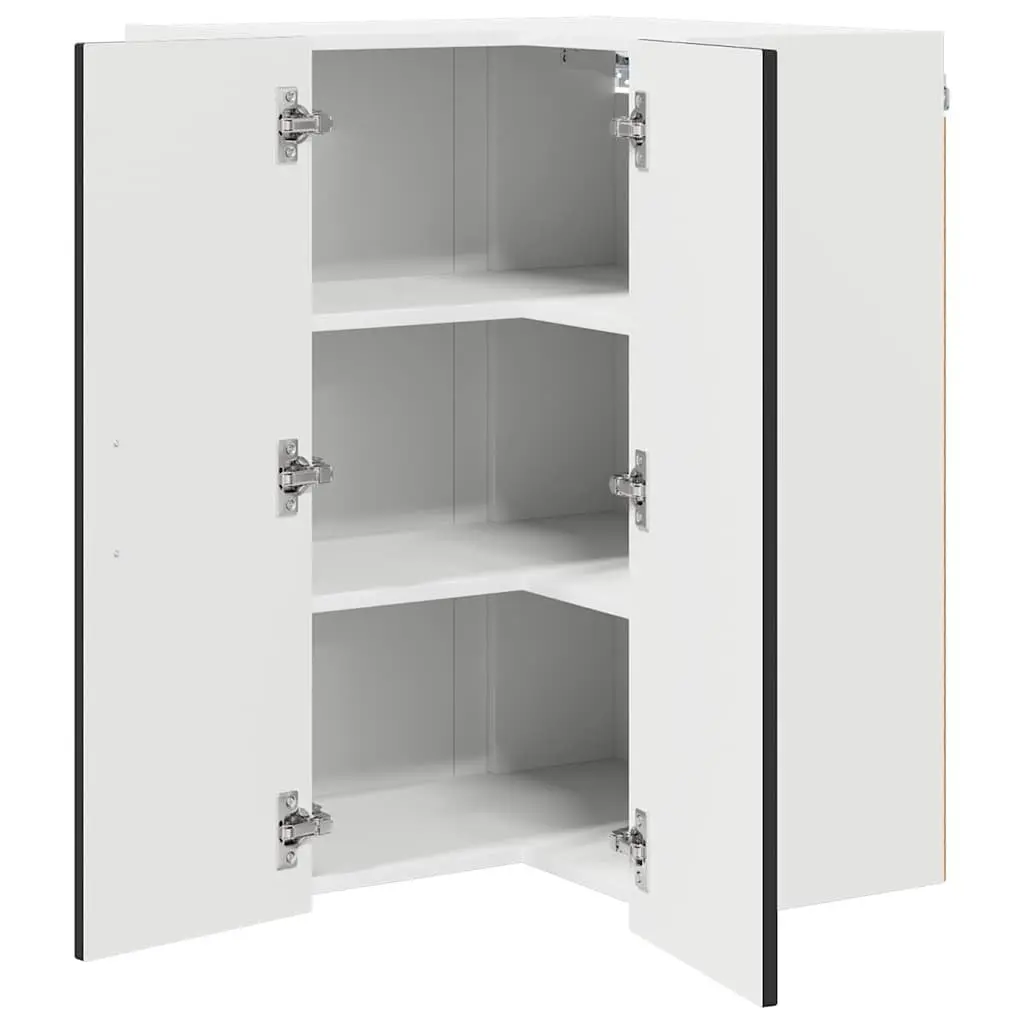 Wall Corner Cabinet Black Engineered Wood 57x57x80cm