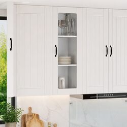 Wall Glass Cabinet White Kitchen Storage Unit Engineered Wood 40 x 31 x 100 cm