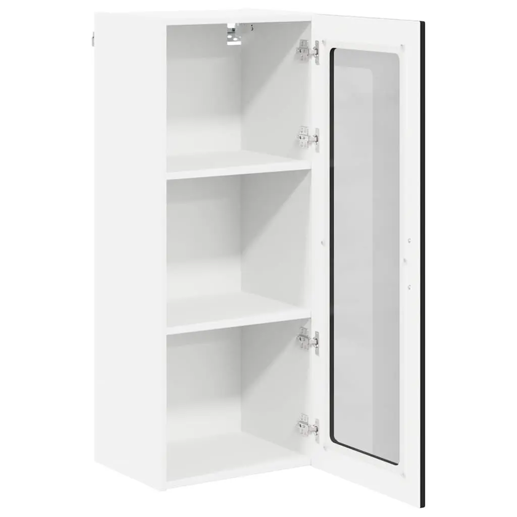 Wall Glass Cabinet Engineered Wood Black Rectangular Modern