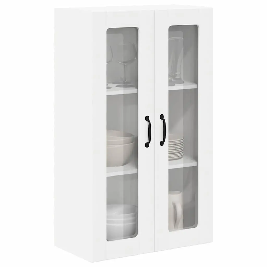 Wall Cabinet Glass Front White 60x31x100cm Engineered Wood Kitchen Storage Display