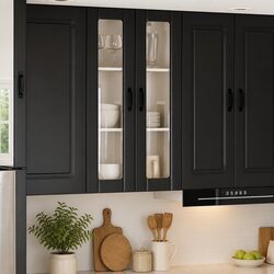 Wall Glass Cabinet Black 60x31x100cm Kitchen Storage Engineered Wood Modern