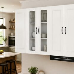 Wall Glass Cabinet Kitchen Storage High Gloss White Engineered Wood 60x31x100cm