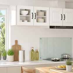 Wall Glass Cabinet Kitchen Storage White Engineered Wood 40x31x40cm Shelves