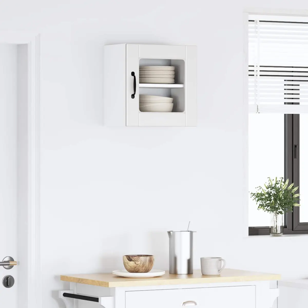 Wall Glass Cabinet Kitchen Storage Wall-mounted Engineered Wood 40x31x40cm White