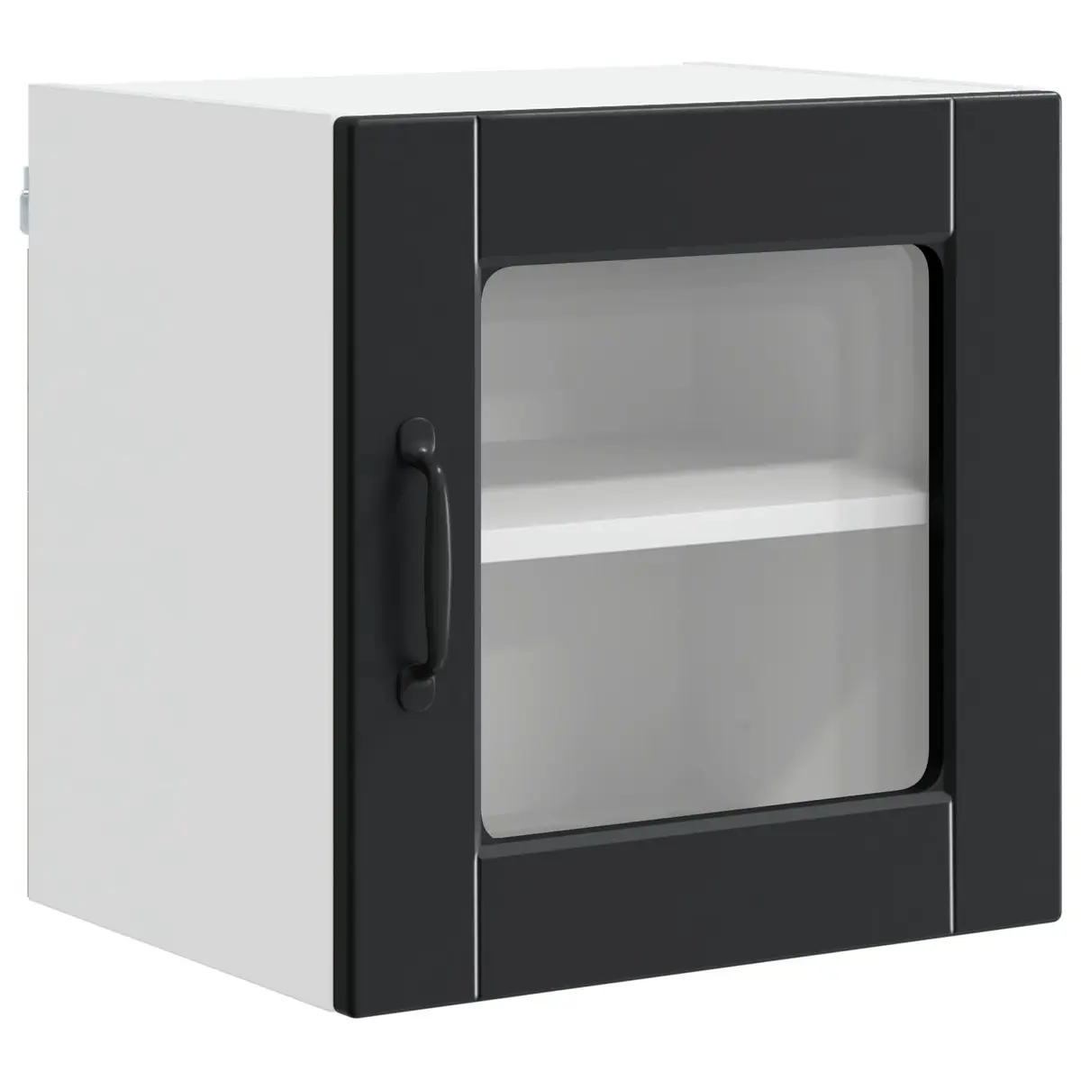 Wall Glass Cabinet Kitchen Storage Wall-mounted Black Engineered Wood 40x31x40cm