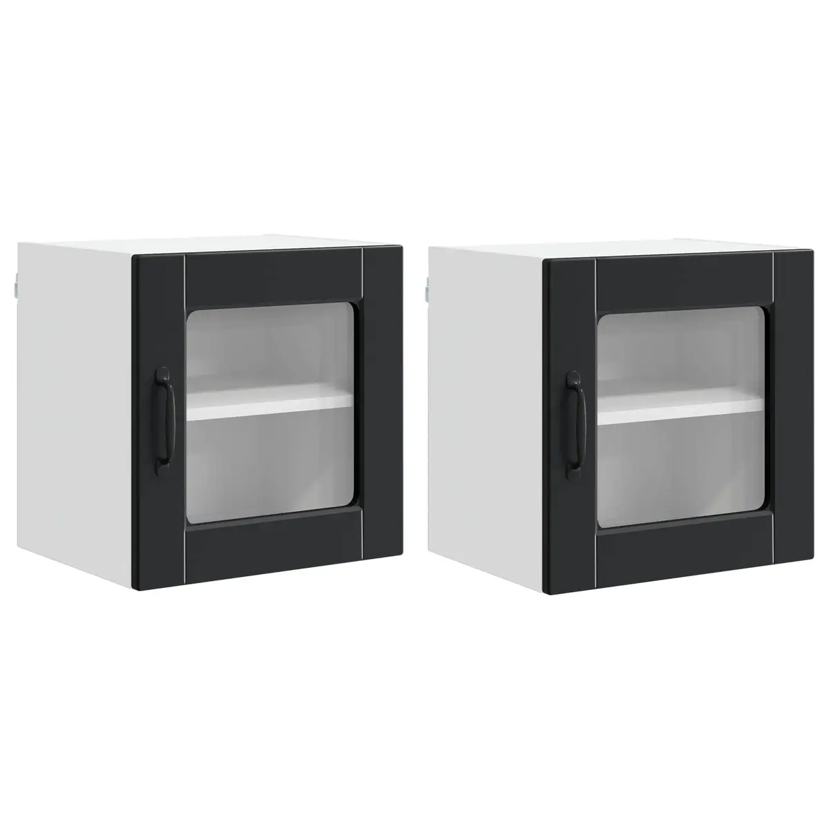 Wall Glass Cabinet Modern Kitchen Storage 40 x 31 x 40 cm Black 2 Pieces