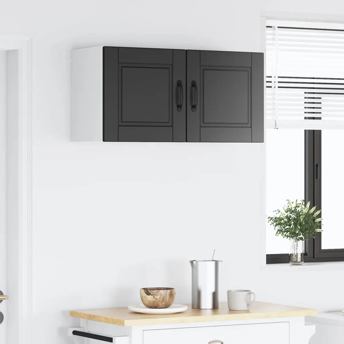 Wall Cabinet Modern Storage 40 x 31 x 40 cm Black Engineered Wood 2 Pieces