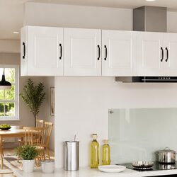Wall Cabinet Kitchen Storage High Gloss White 40cm Shelves Compartments