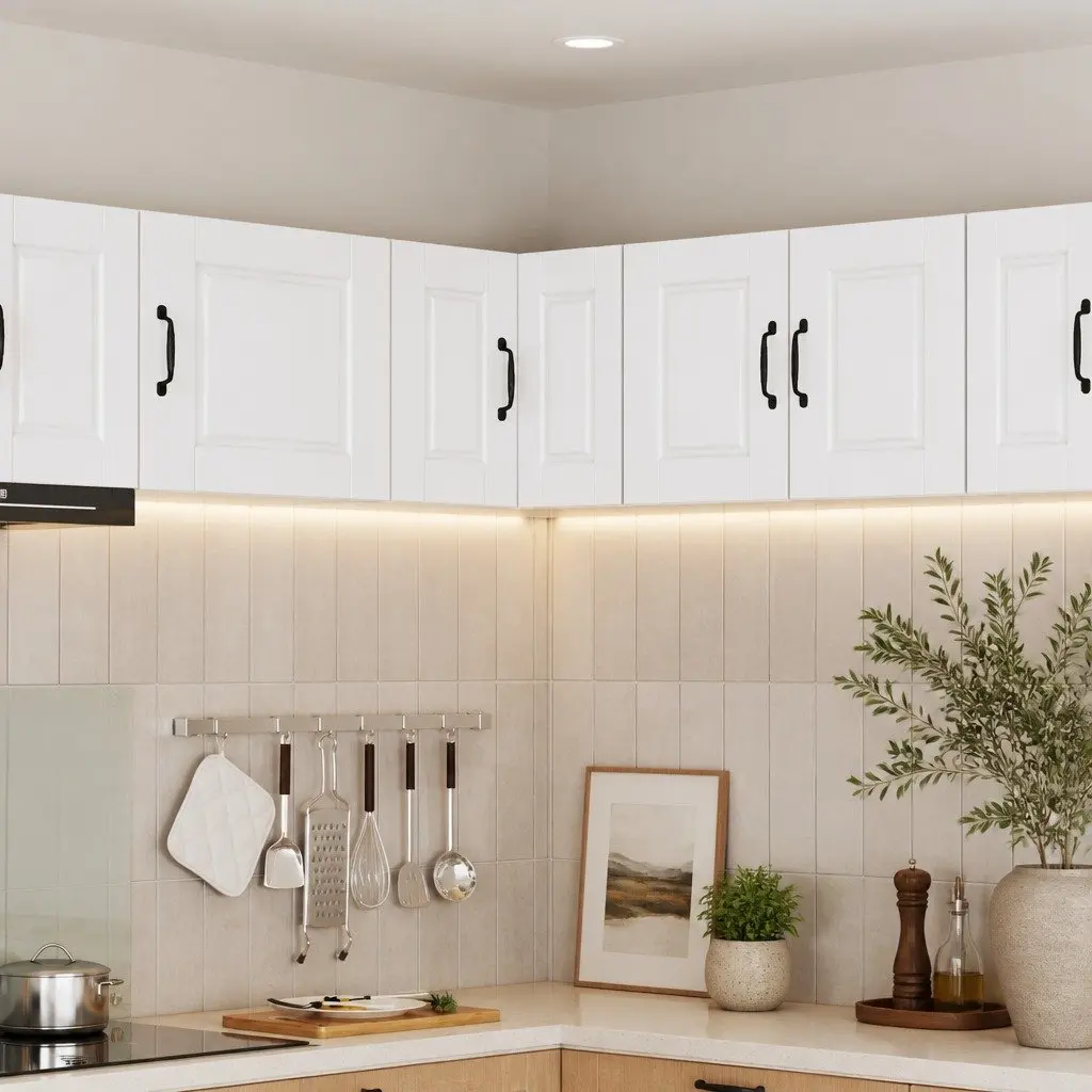 Wall Corner Cabinet White Engineered Wood Storage Organizer Shelves