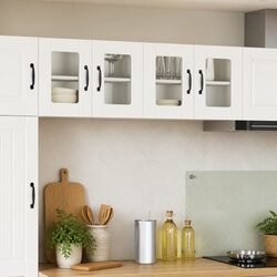 Wall Glass Cabinet White 2 pcs Kitchen Storage Shelves 60x31x40cm Modern