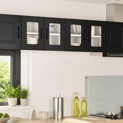 Wall Glass Cabinet Black 60x31x40cm Kitchen Storage Engineered Wood Organiser
