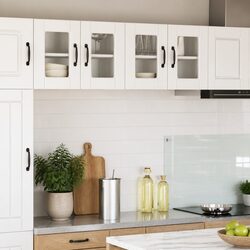 Wall Glass Kitchen Cabinet High Gloss White Storage 60 x 31 x 40 cm Shelves