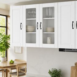 Wall Glass Cabinet PORTO White Kitchen Storage 40x31x80cm Engineered Wood