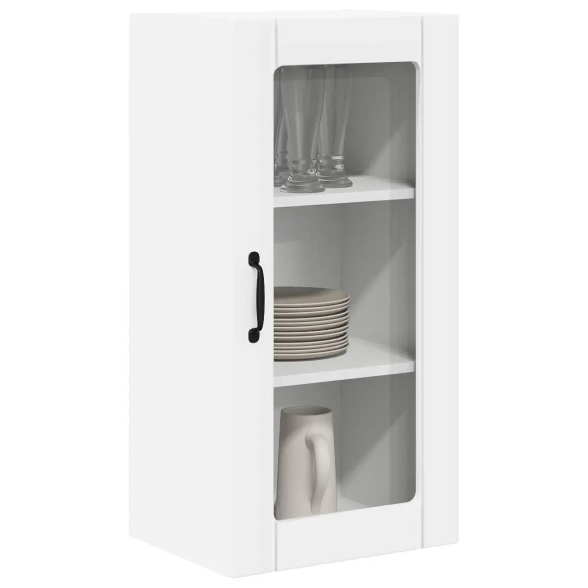 Wall Glass Cabinet White Kitchen Storage 40 x 31 x 80 cm Set of 2