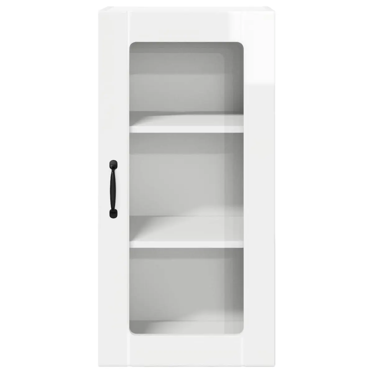 Wall Mounted Kitchen Cabinet High Gloss White Engineered Wood Storage Shelves
