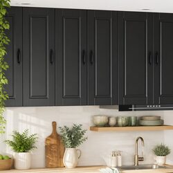 Wall Cabinet Kitchen Storage Black Engineered Wood 30x31x80cm Shelves