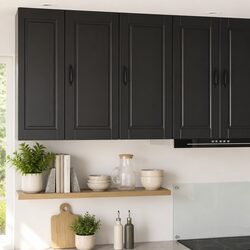 Wall Cabinet Kitchen Storage Black 40x31x80cm Engineered Wood Shelves Organiser